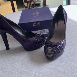 Stuart Weitzman Purple Guyana Crocodile Heels